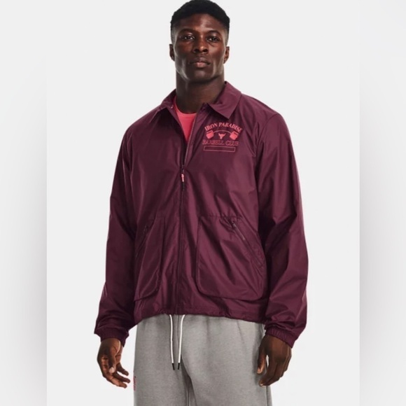 NWT Under Armour Men's Project Rock Iron Paradise Jacket in Dark Maroon size 2XL - Picture 11 of 11